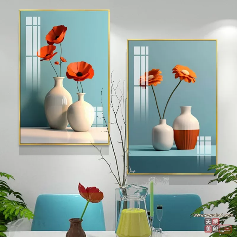 抽象 单幅 装饰画 北欧风 餐厅背景墙挂画 晶瓷画