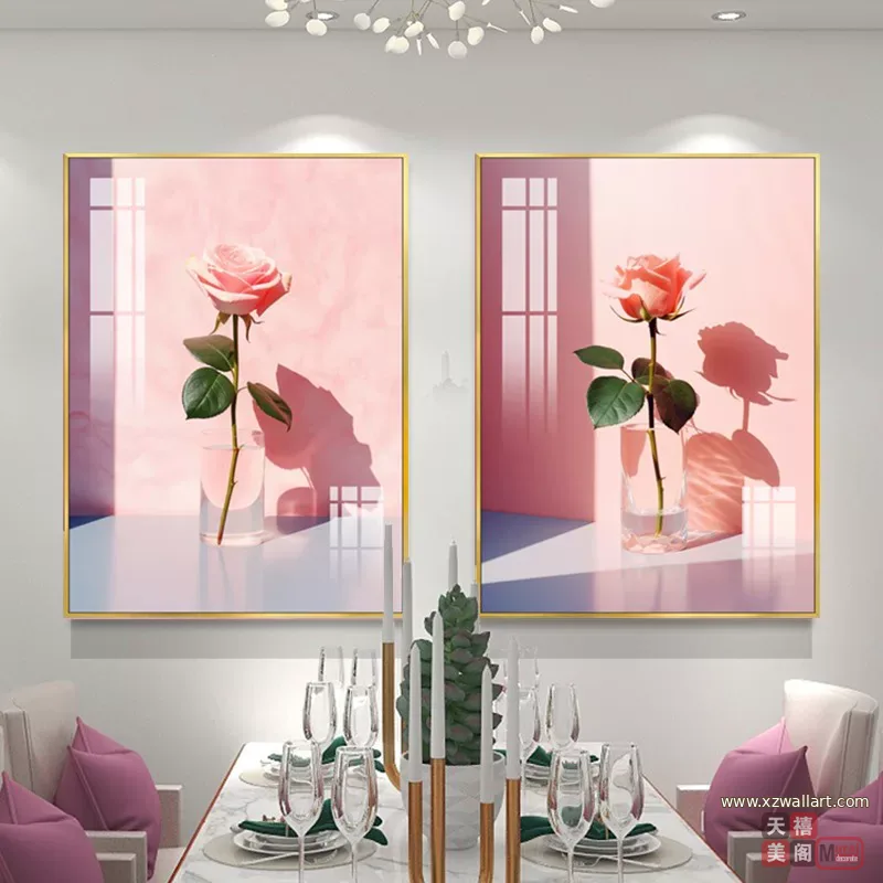 花 单幅 装饰画 轻奢风 餐厅背景墙挂画 晶瓷画
