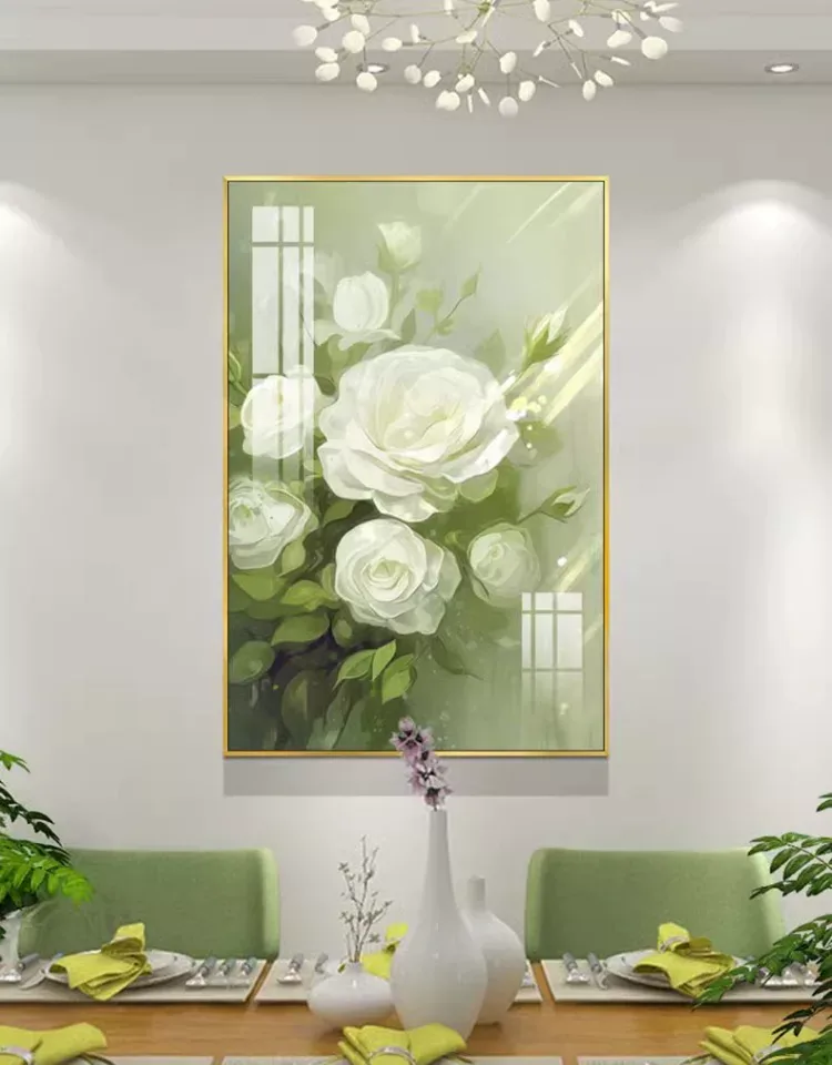 花 单幅 装饰画 北欧风 餐厅背景墙挂画 晶瓷画