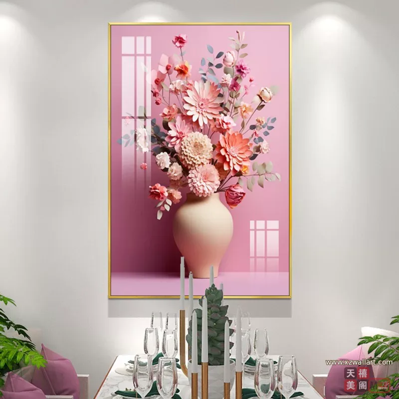 花 单幅 装饰画 北欧风 餐厅背景墙挂画 晶瓷画
