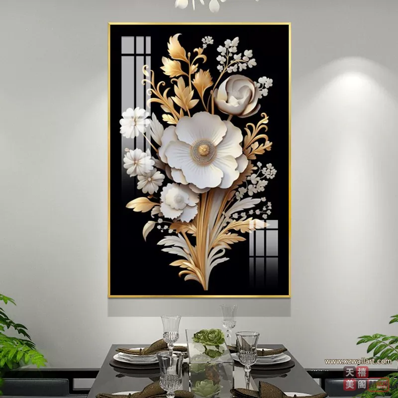 抽象 单幅 装饰画 轻奢风 餐厅背景墙挂画 晶瓷画