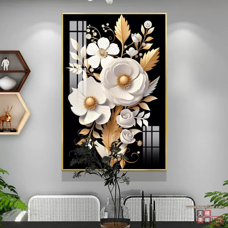 抽象 单幅 装饰画 轻奢风 餐厅背景墙挂画 晶瓷画