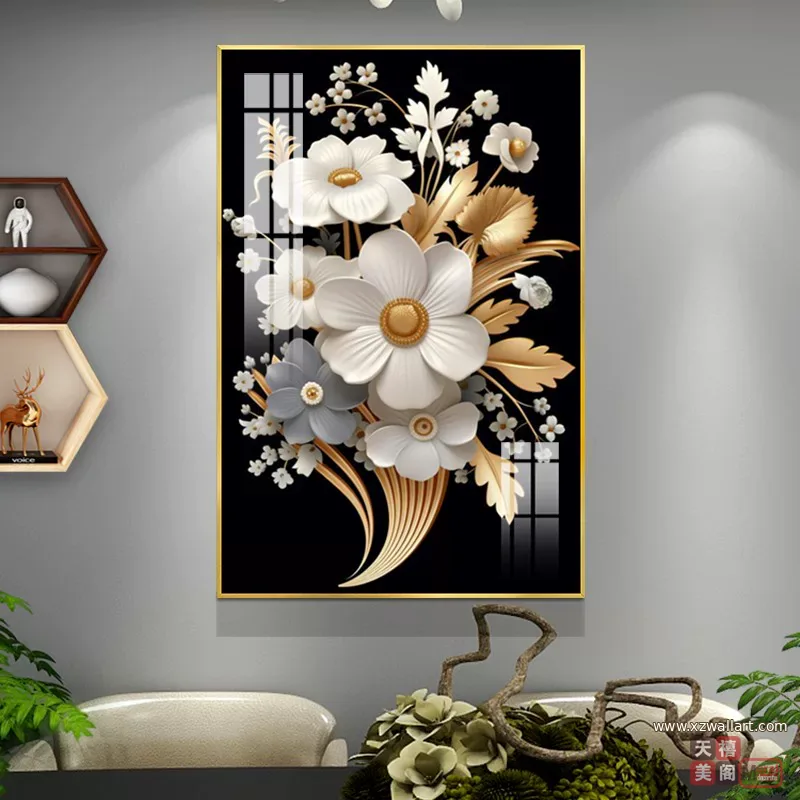 抽象 单幅 装饰画 轻奢风 餐厅背景墙挂画 晶瓷画