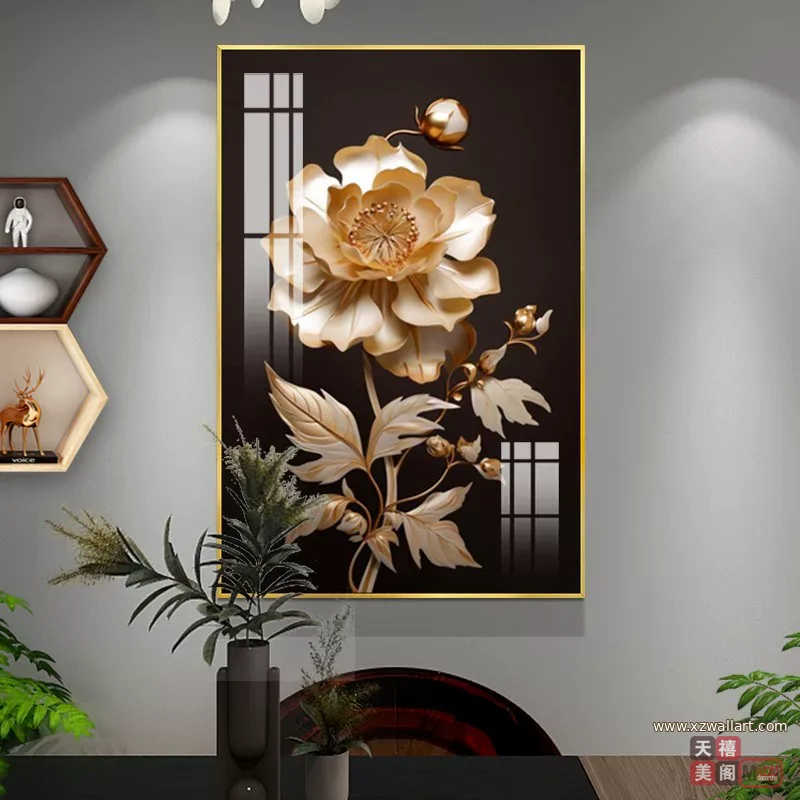 抽象 单幅 装饰画 轻奢风 餐厅背景墙挂画 晶瓷画