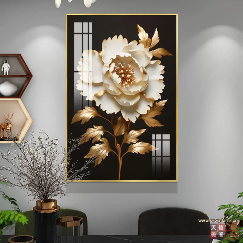 抽象 单幅 装饰画 轻奢风 餐厅背景墙挂画 晶瓷画