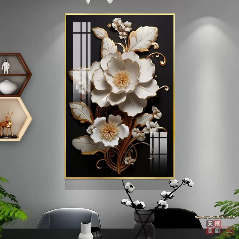 抽象 单幅 装饰画 轻奢风 餐厅背景墙挂画 晶瓷画