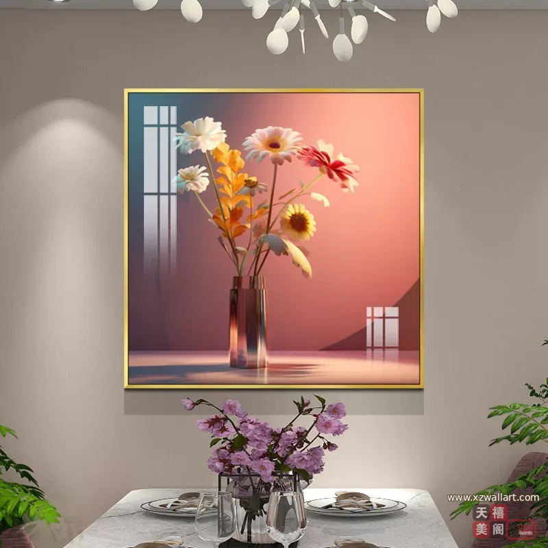 抽象 单幅 装饰画 轻奢风 餐厅背景墙挂画 晶瓷画