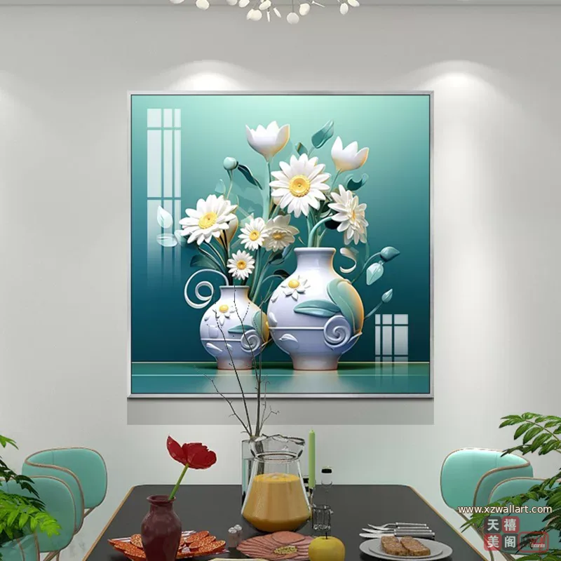 抽象 单幅 装饰画 轻奢风 餐厅背景墙挂画 晶瓷画