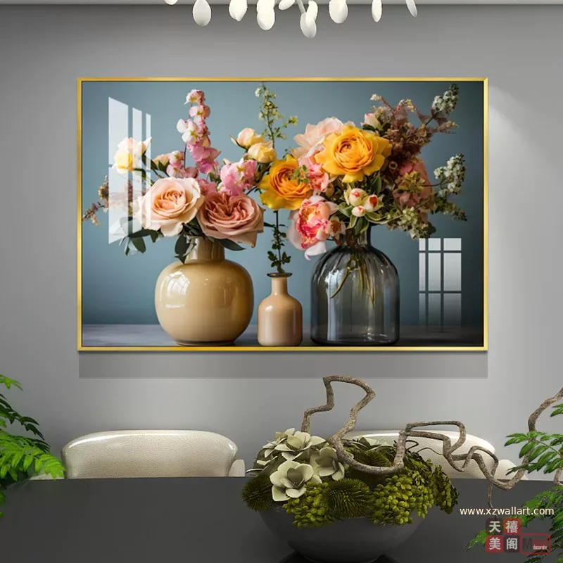 抽象 单幅 装饰画 北欧风 餐厅背景墙挂画 晶瓷画