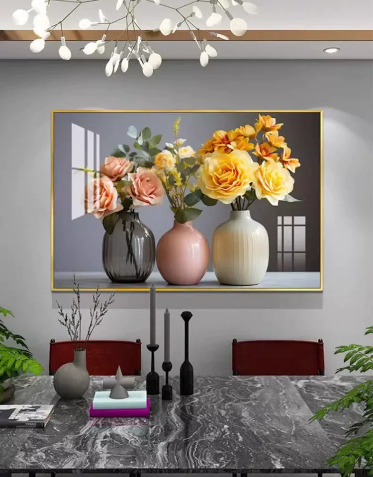 抽象 单幅 装饰画 北欧风 餐厅背景墙挂画 晶瓷画