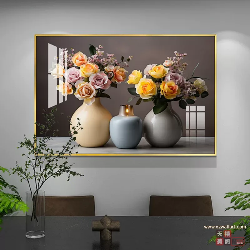 抽象 单幅 装饰画 北欧风 餐厅背景墙挂画 晶瓷画