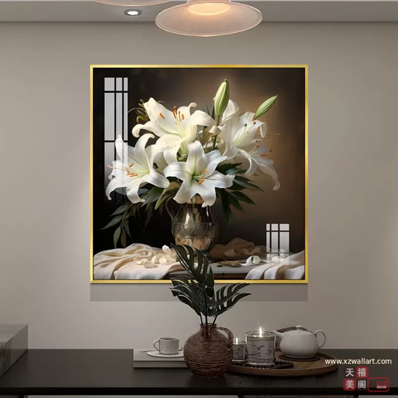 抽象 单幅 装饰画 轻奢风 餐厅背景墙挂画 晶瓷画