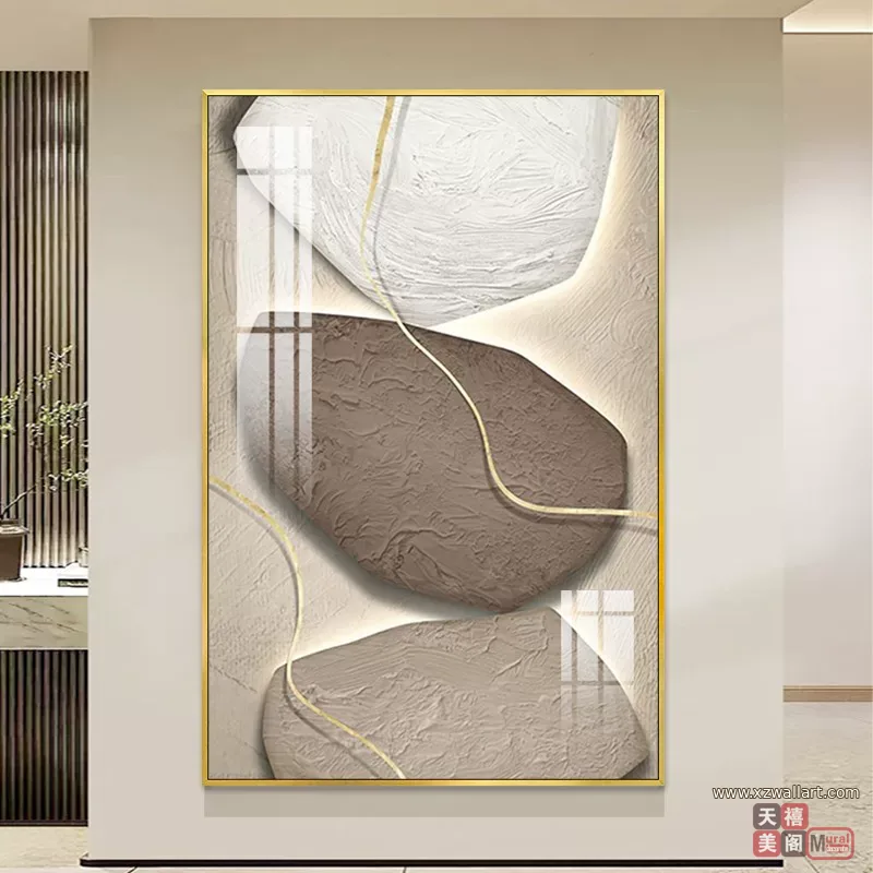 抽象 单幅 装饰画 奶油风 玄关背景墙挂画 晶瓷画