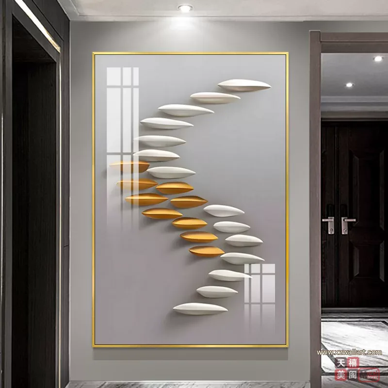 抽象 单幅 装饰画 奶油风 玄关背景墙挂画 晶瓷画