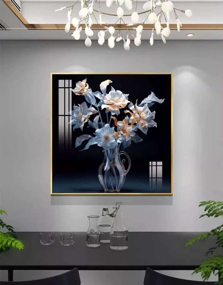抽象 单幅 装饰画 轻奢风 餐厅背景墙挂画 晶瓷画