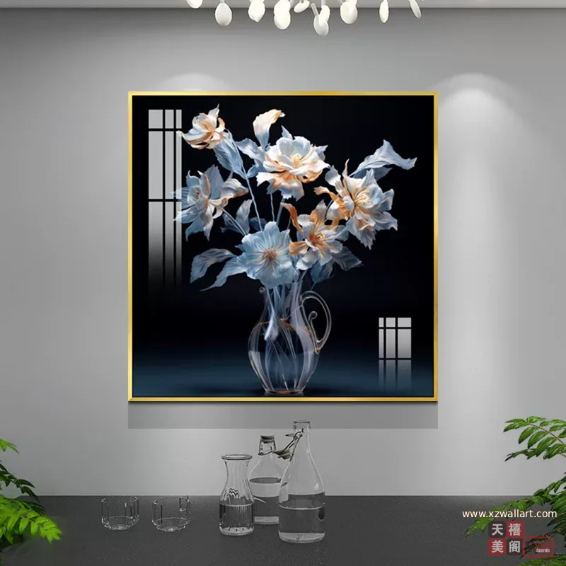 抽象 单幅 装饰画 轻奢风 餐厅背景墙挂画 晶瓷画