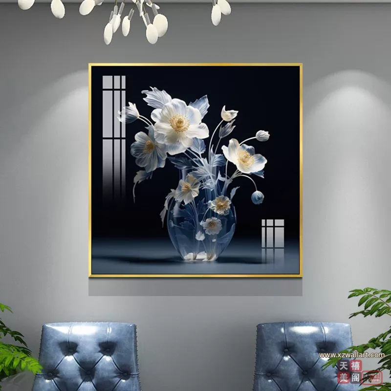抽象 单幅 装饰画 轻奢风 餐厅背景墙挂画 晶瓷画