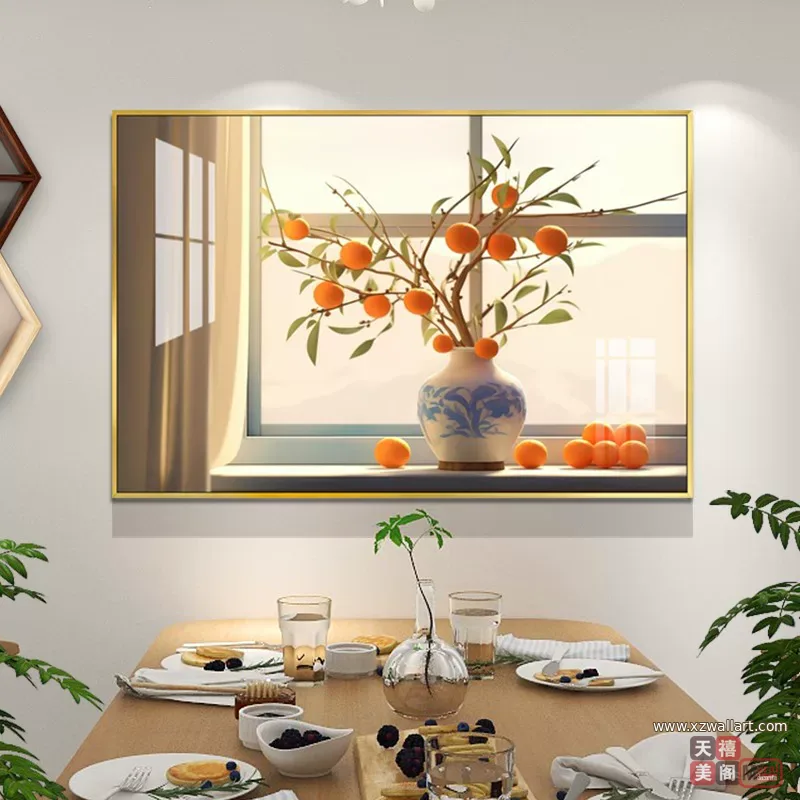 抽象 单幅 装饰画 现代简约 餐厅背景墙挂画 晶瓷画