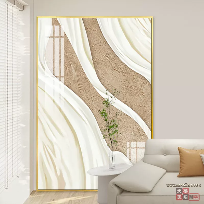 抽象 单幅 装饰画 奶油风 客厅背景墙挂画 晶瓷画