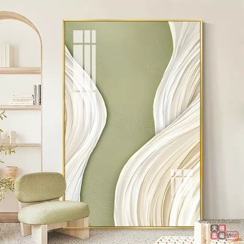 抽象 单幅 装饰画 奶油风 客厅背景墙挂画 晶瓷画