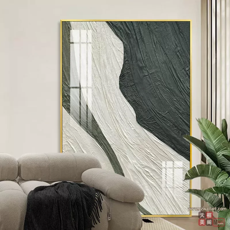 抽象 单幅 装饰画 奶油风 客厅背景墙挂画 晶瓷画