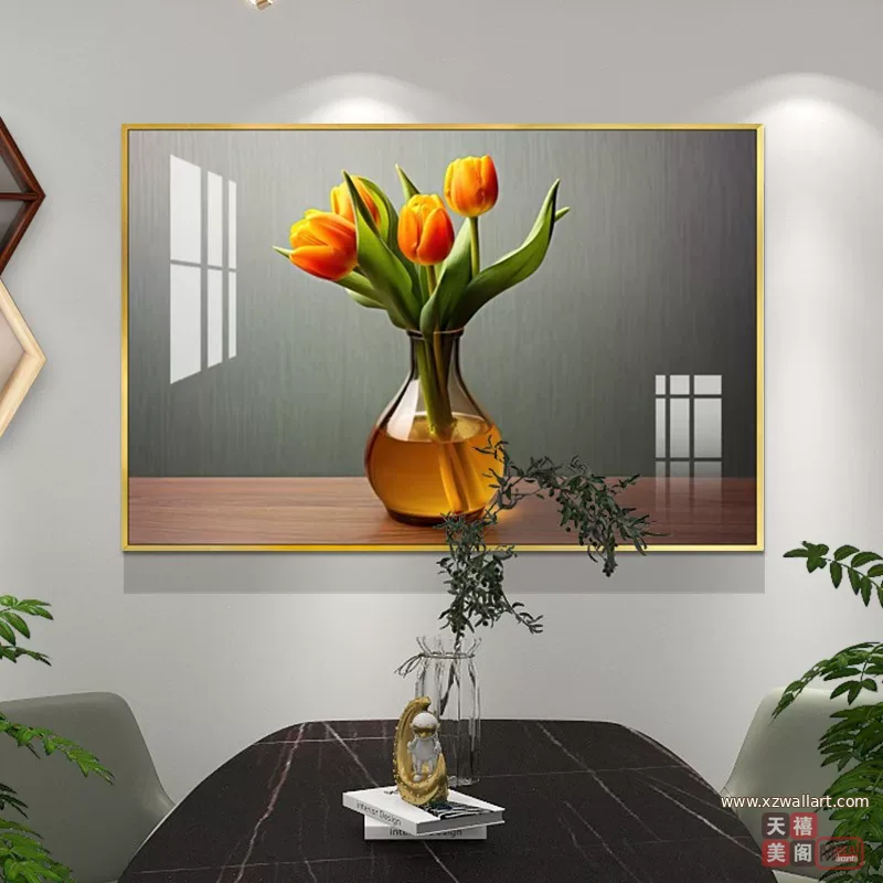抽象 单幅 装饰画 轻奢风 餐厅背景墙挂画 晶瓷画