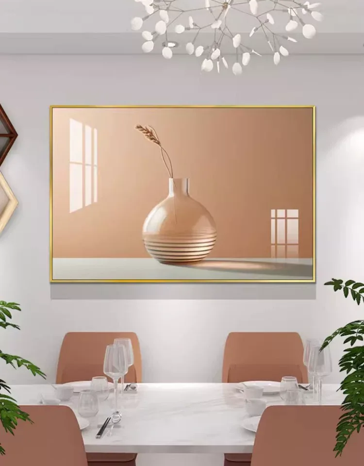 抽象 单幅 装饰画 轻奢风 餐厅背景墙挂画 晶瓷画