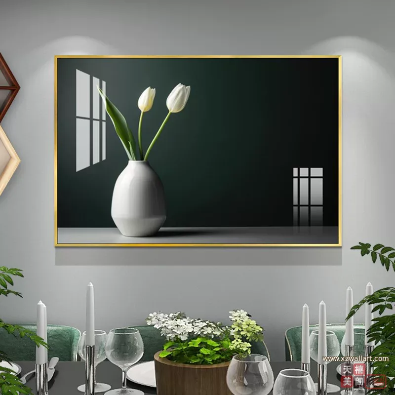 抽象 单幅 装饰画 轻奢风 餐厅背景墙挂画 晶瓷画