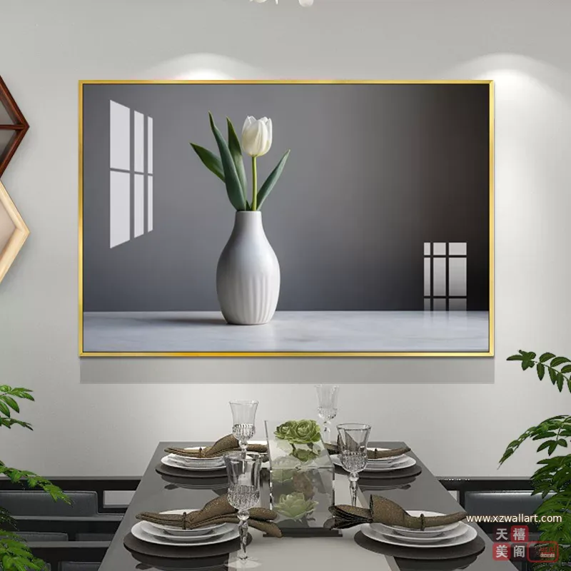 抽象 单幅 装饰画 轻奢风 餐厅背景墙挂画 晶瓷画