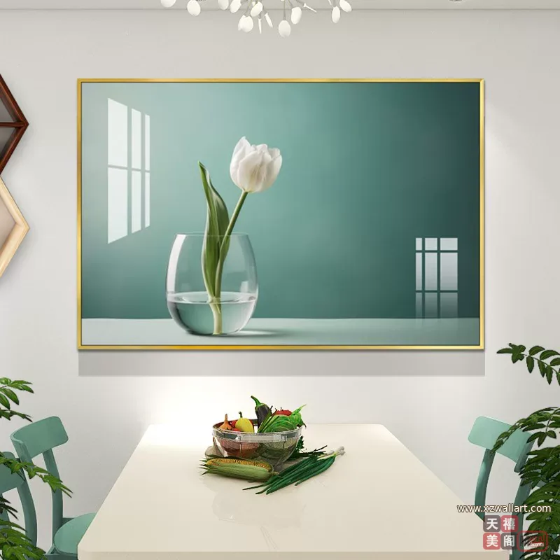 抽象 单幅 装饰画 轻奢风 餐厅背景墙挂画 晶瓷画