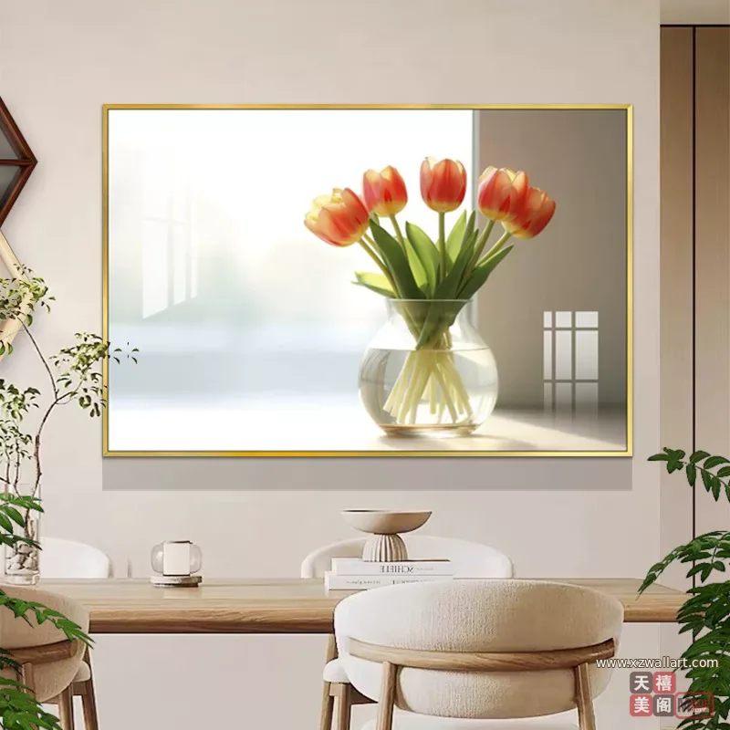 抽象 单幅 装饰画 意式极简 餐厅背景墙挂画 晶瓷画