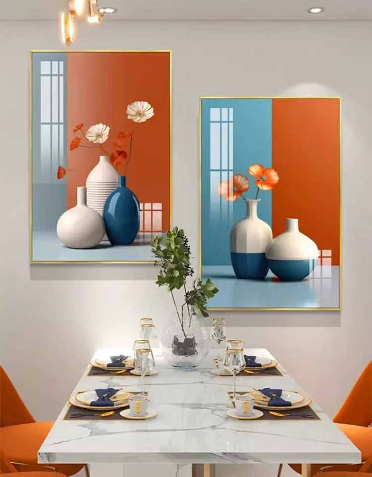 抽象 单幅 装饰画 奶油风 餐厅背景墙挂画 晶瓷画