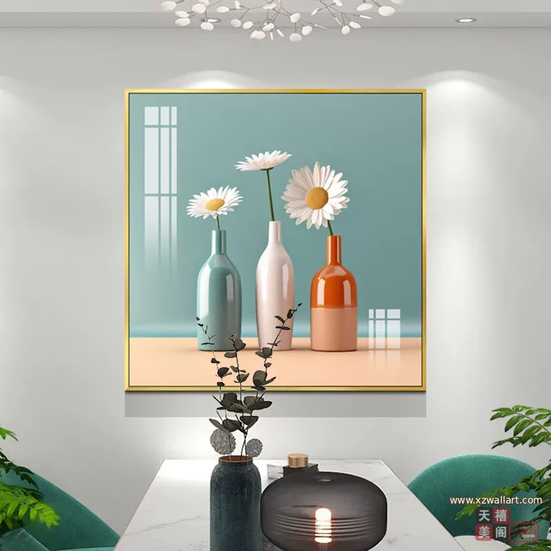 抽象 单幅 装饰画 北欧风 餐厅背景墙挂画 晶瓷画