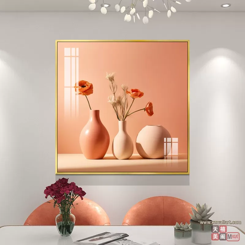 抽象 单幅 装饰画 轻奢风 餐厅背景墙挂画 晶瓷画