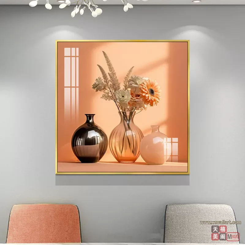 抽象 单幅 装饰画 轻奢风 餐厅背景墙挂画 晶瓷画