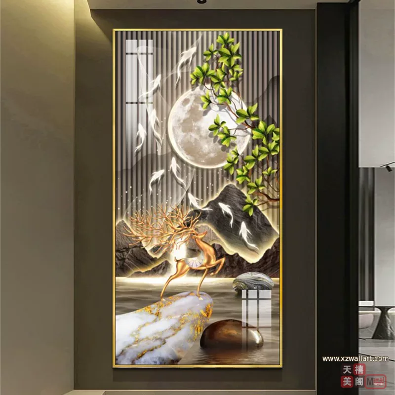 山水 单幅 装饰画 新中式 玄关背景墙挂画 晶瓷画