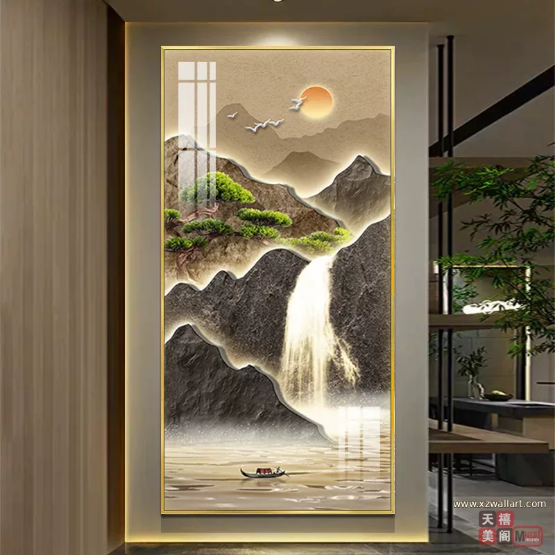 抽象 单幅 装饰画 新中式 玄关背景墙挂画 晶瓷画