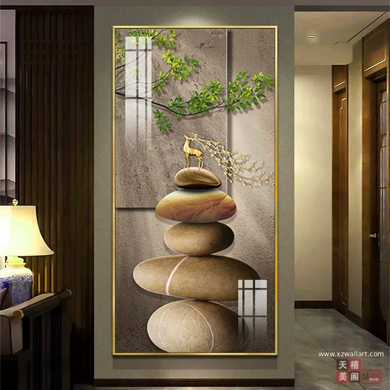 抽象 单幅 装饰画 轻奢风 玄关背景墙挂画 晶瓷画