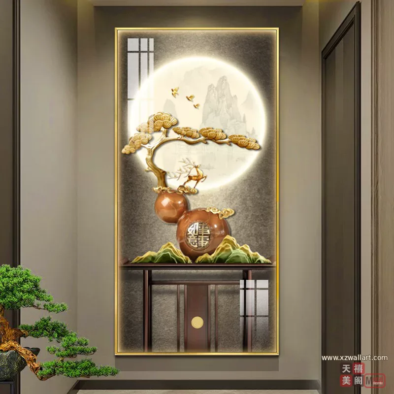 抽象 单幅 装饰画 新中式 玄关背景墙挂画 晶瓷画