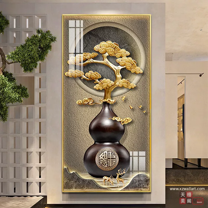 抽象 单幅 装饰画 新中式 玄关背景墙挂画 晶瓷画