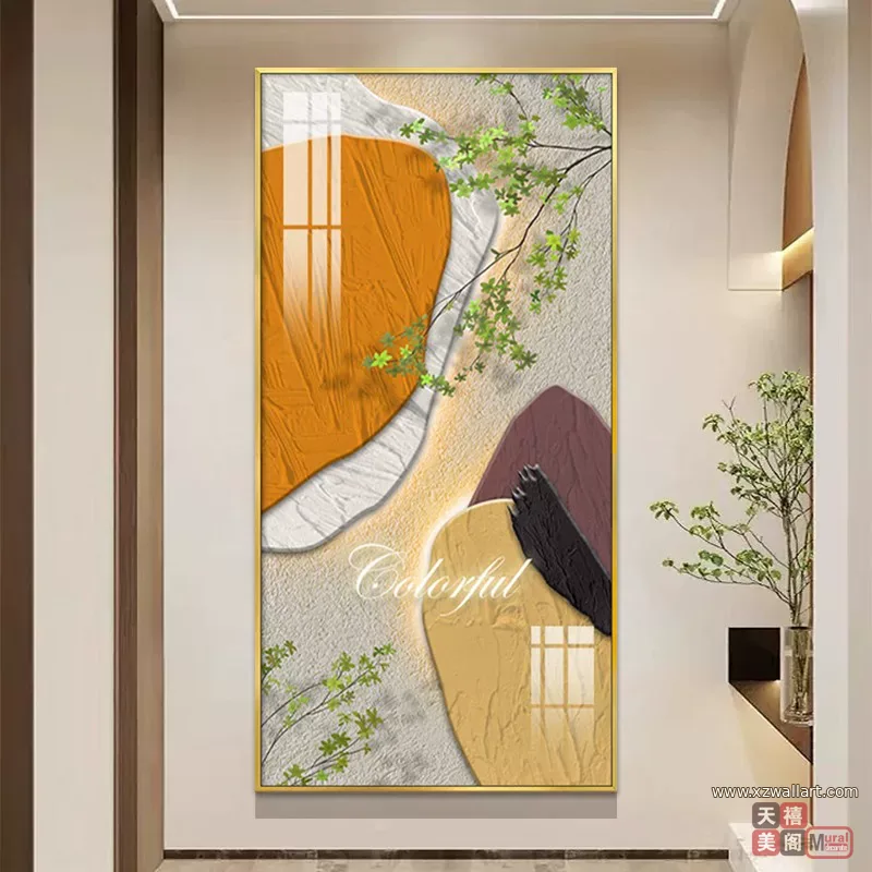 抽象 单幅 装饰画 奶油风 玄关背景墙挂画 晶瓷画