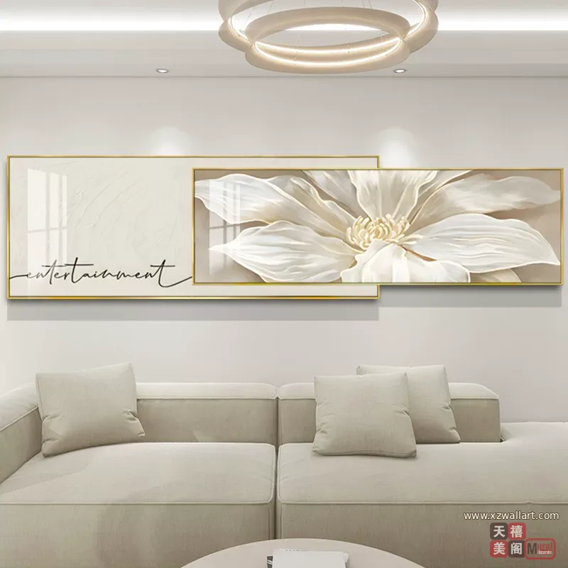 抽象 单幅 装饰画 奶油风 客厅背景墙挂画 晶瓷画