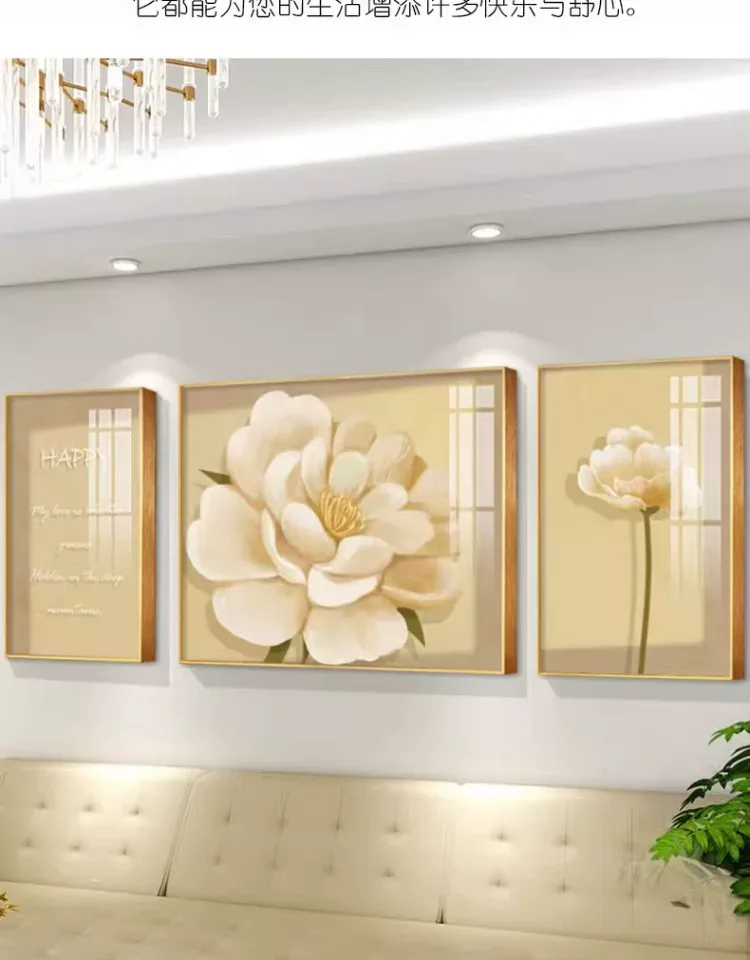 抽象 三联 装饰画 奶油风 客厅背景墙挂画 晶瓷画