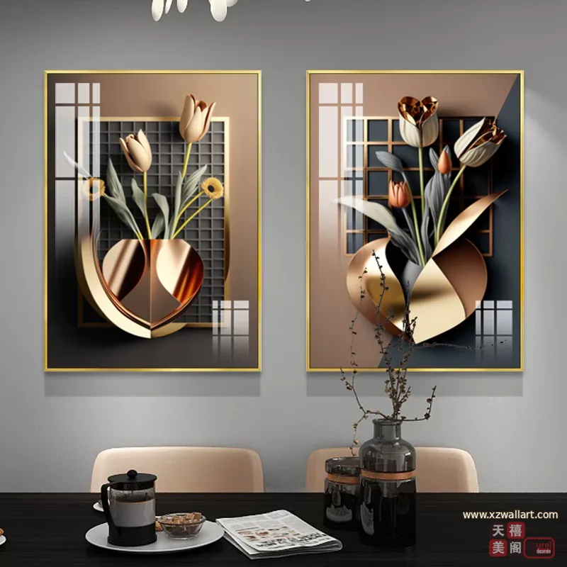 抽象 单幅 装饰画 欧式 餐厅背景墙挂画 晶瓷画