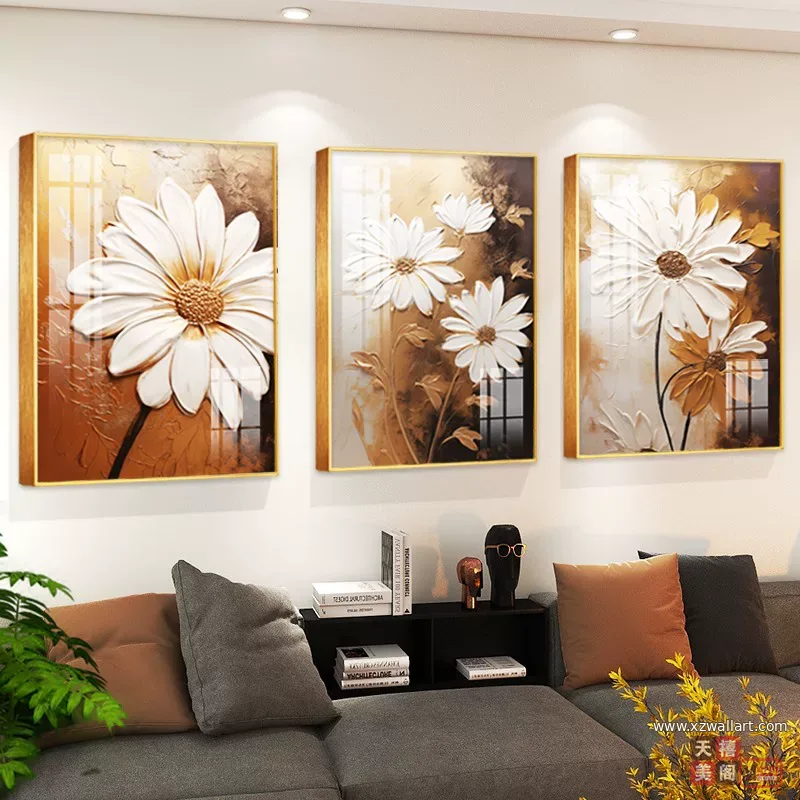 抽象 三联 装饰画 现代简约 客厅背景墙挂画 晶瓷画