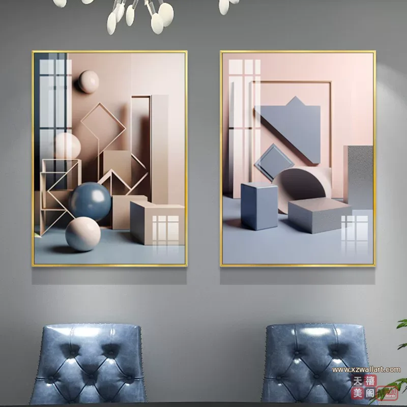 抽象 单幅 装饰画 轻奢风 餐厅背景墙挂画 晶瓷画