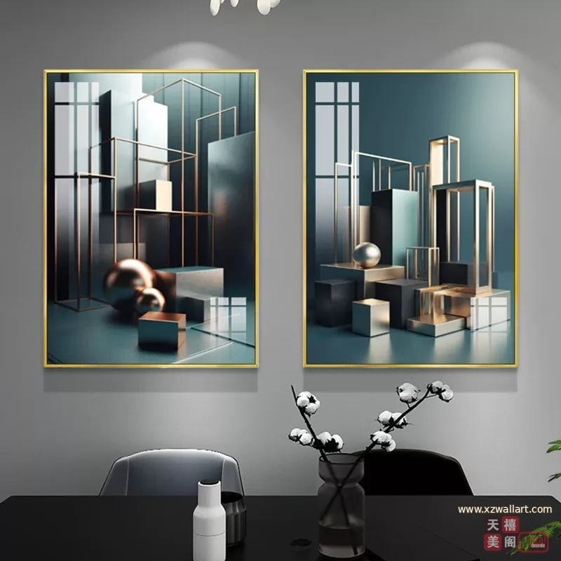 抽象 单幅 装饰画 轻奢风 餐厅背景墙挂画 晶瓷画