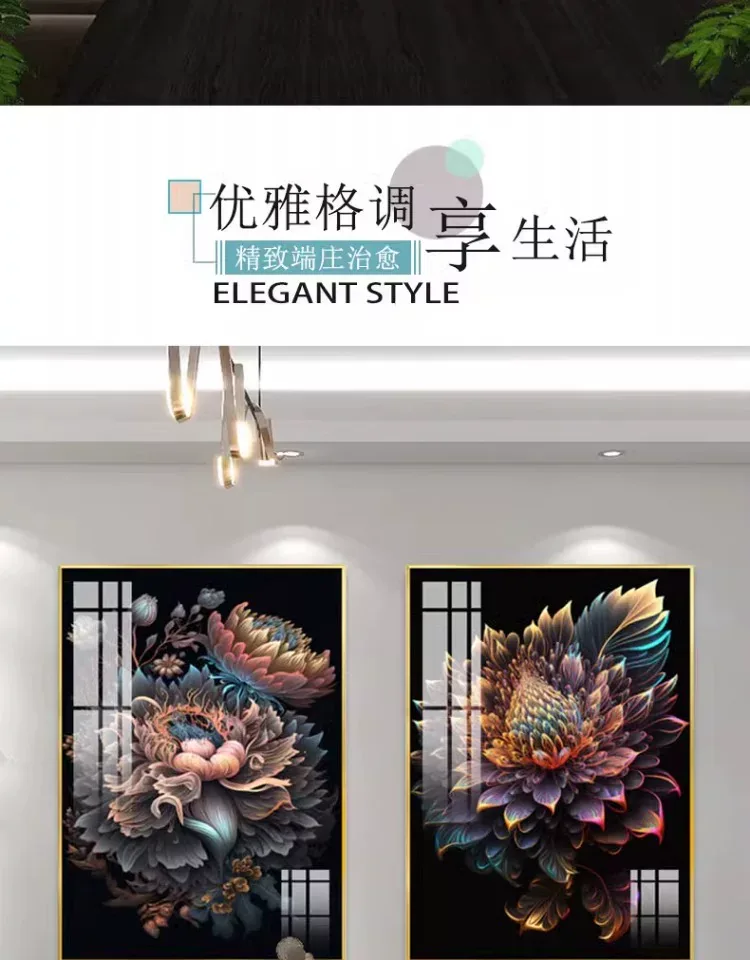 抽象 单幅 装饰画 美式 餐厅背景墙挂画 晶瓷画