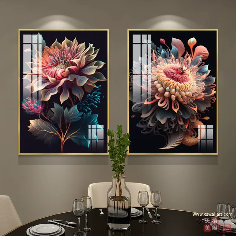 抽象 单幅 装饰画 美式 餐厅背景墙挂画 晶瓷画