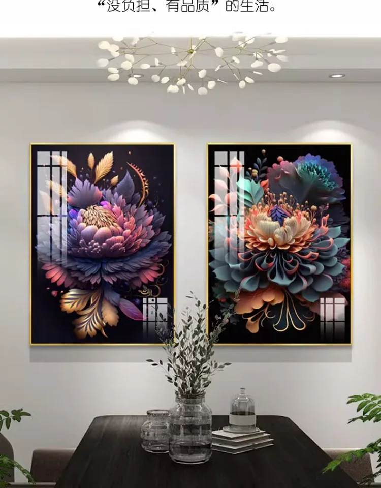 抽象 单幅 装饰画 美式 餐厅背景墙挂画 晶瓷画